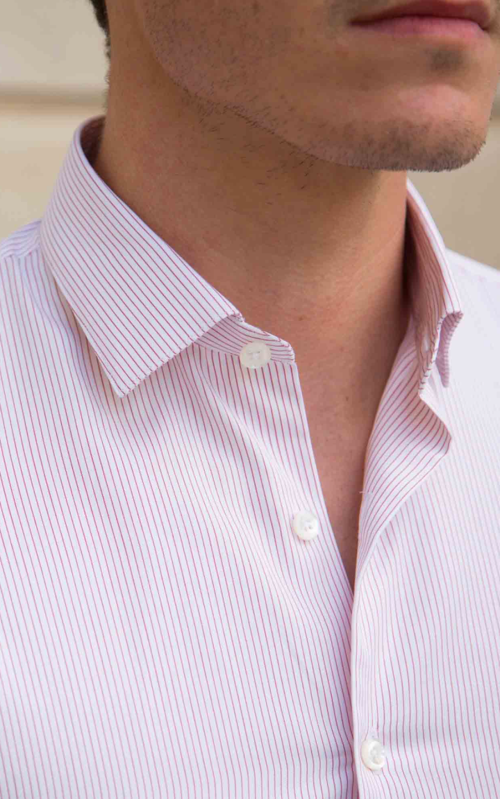Chemise popeline rayures rouges
